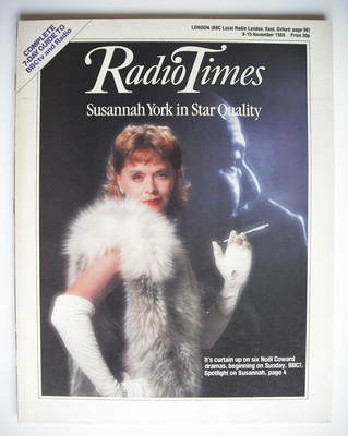 Radio Times magazine - Susannah York cover (9-15 November 1985)
