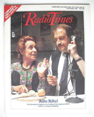 Radio Times magazine - Gorden Kaye and Carmen Silvera cover (19-25 October 1985)