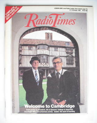 Radio Times magazine - Welcome to Cambridge cover (12-18 October 1985)