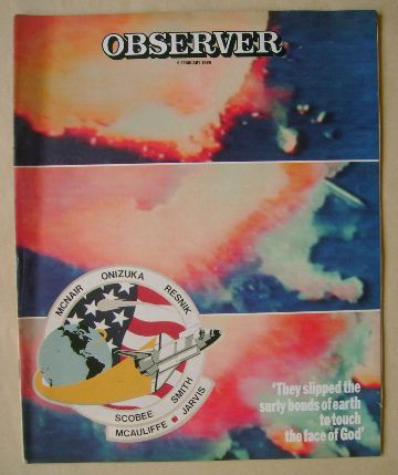 The Observer magazine - Challenger cover (9 February 1986)