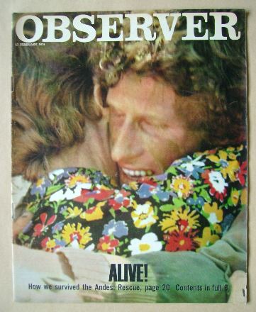 The Observer magazine - Alive! cover (17 February 1974)
