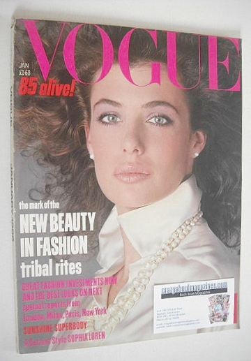 British Vogue magazine - January 1985 - Kelly Le Brock cover