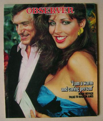 The Observer magazine - Hugh Hefner and Karen Velez cover (22 September 1985)