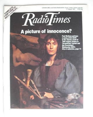 Radio Times magazine - Paul McGann cover (1-7 August 1987)