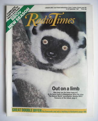Radio Times magazine - Lemur cover (19-25 September 1987)
