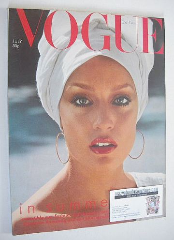 British Vogue magazine - July 1975 - Jerry Hall cover