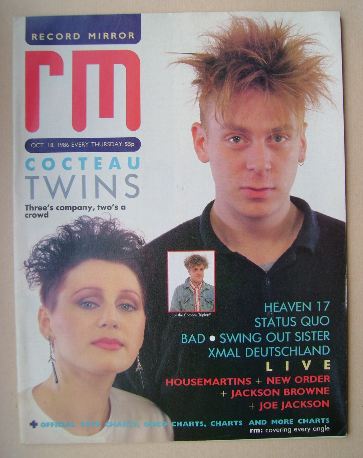 Record Mirror magazine - Cocteau Twins cover (18 October 1986)
