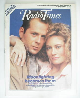 Radio Times magazine - Bruce Willis and Cybill Shepherd cover (24-30 January 1987)