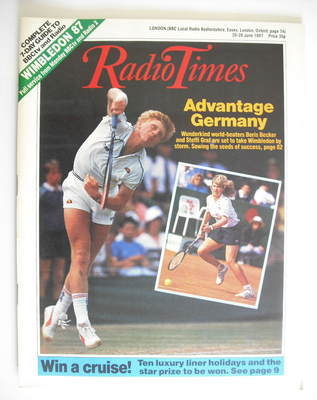 Radio Times magazine - Boris Becker cover (20-26 June 1987)