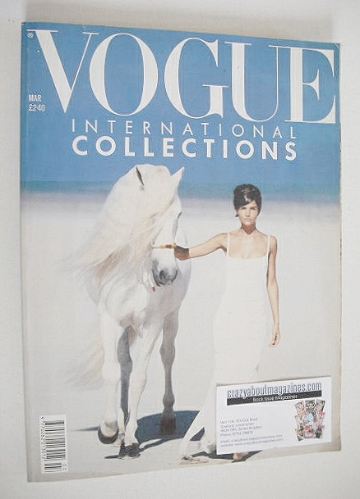 British Vogue magazine - March 1990 - Helena Christensen cover