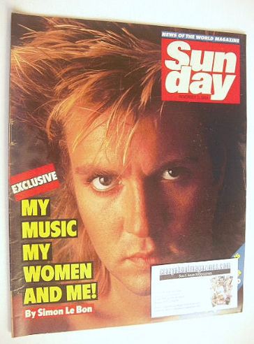 Sunday magazine - 11 November 1984 - Simon Le Bon cover