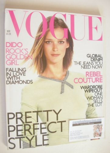 British Vogue magazine - November 2001 - Carmen Kass cover