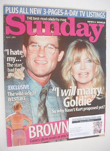 Sunday magazine - 1 April 2001 - Kurt Russell and Goldie Hawn cover