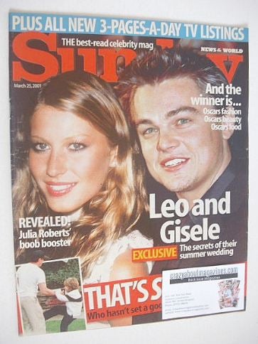 Sunday magazine - 25 March 2001 - Leonardo DiCaprio and Gisele Bundchen cover