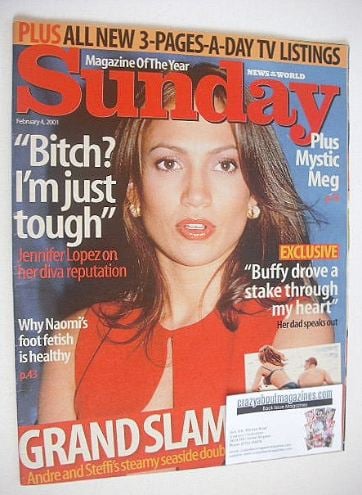 Sunday magazine - 4 February 2001 - Jennifer Lopez cover