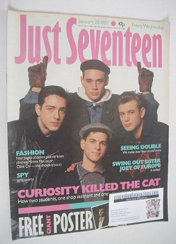 Just Seventeen magazine - 28 January 1987 - Curiosity Killed The Cat cover