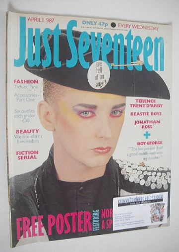 Just Seventeen magazine - 1 April 1987 - Boy George cover