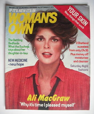 Woman's Own magazine - 9 September 1978 - Ali MacGraw cover