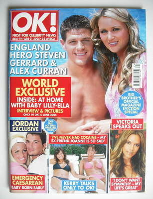 <!--2005-06-21-->OK! magazine - Steven Gerrard and Alex Curran cover (21 Ju
