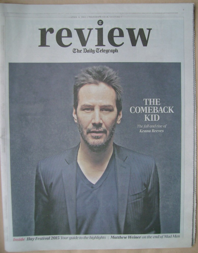 The Daily Telegraph Review newspaper supplement - 4 April 2015 - Keanu Reeves cover
