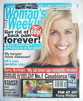 Woman's Weekly magazine (9 September 2003 - Fiona Phillips cover)