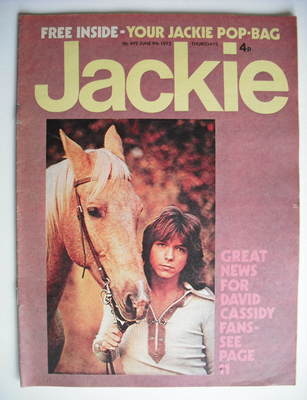 Jackie magazine - 9 June 1973 (Issue 492 - David Cassidy cover)
