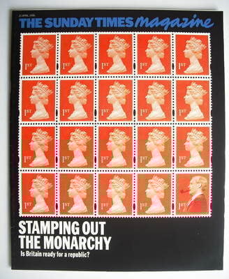 The Sunday Times magazine - Stamping Out The Monarchy cover (21 April 1996)