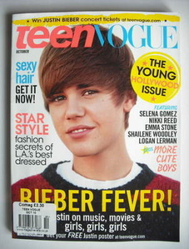 Teen Vogue magazine - October 2010 - Justin Bieber cover