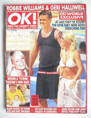 <!--2001-03-02-->OK! magazine - Robbie Williams and Geri Halliwell cover (2