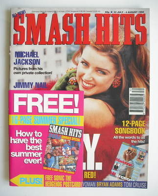 <!--1992-07-22-->Smash Hits magazine - Dannii Minogue cover (22 July - 4 Au