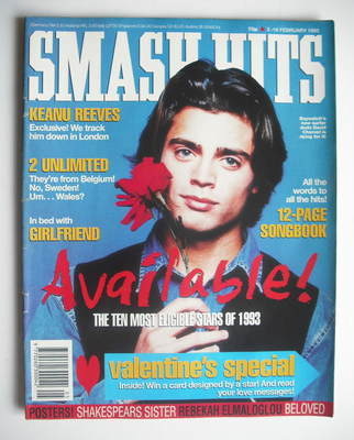 Smash Hits magazine - David Charvet cover (3-16 February 1993)