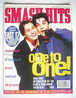 Smash Hits magazine - Robbie Williams and Mark Owen cover (30 March - 12 April 1994)