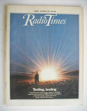 Radio Times magazine - Testing, Testing cover (24-30 March 1984)