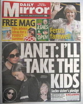 Daily Mirror newspaper - Janet Jackson cover (18 July 2009)