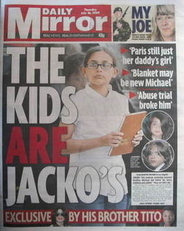 Daily Mirror newspaper - Paris Jackson cover (16 July 2009)