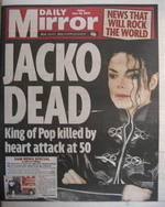 Daily Mirror newspaper - Michael Jackson cover (26 June 2009 - Cover 1)