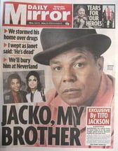 Daily Mirror newspaper - Tito Jackson cover (15 July 2009)