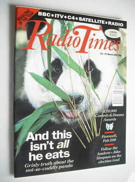 Radio Times magazine - Panda cover (21-27 March 1992)