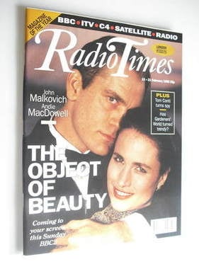 Radio Times magazine - John Malkovich and Andie MacDowell cover (15-21 February 1992)