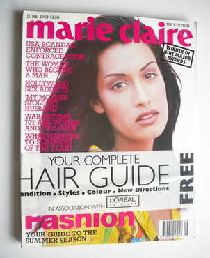 British Marie Claire magazine - June 1993 - Yasmeen Ghauri cover