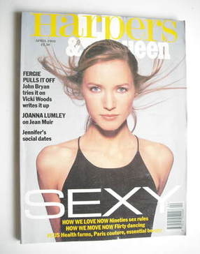 British Harpers & Queen magazine - April 1993 - Cecilia Chancellor cover