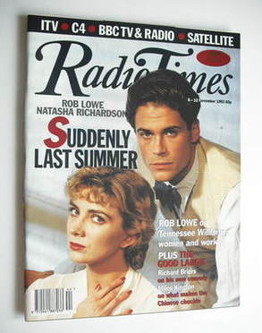 Radio Times magazine - Rob Lowe and Natasha Richardson cover (6-12 November 1993)