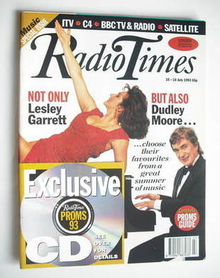 Radio Times magazine - Lesley Garrett and Dudley Moore cover (10-16 July 1993)