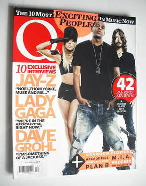 Q magazine - Lady Gaga, Jay-Z and Dave Grohl cover (October 2010)
