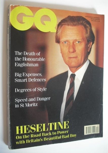 British GQ magazine - December/January 1989 - Michael Heseltine cover