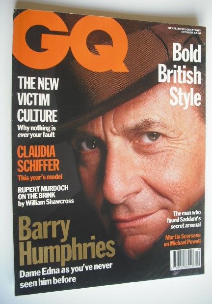 British GQ magazine - October 1992 - Barry Humphries cover