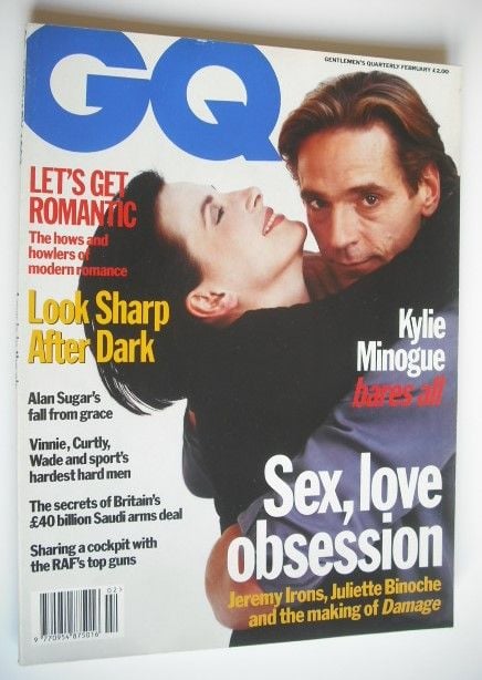 British GQ magazine - February 1993 - Jeremy Irons and Juliette Binoche cover