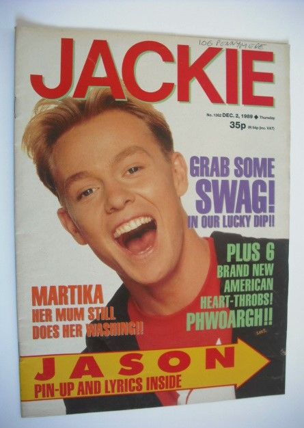 <!--1989-12-02-->Jackie magazine - 2 December 1989 (Issue 1352 - Jason Dono