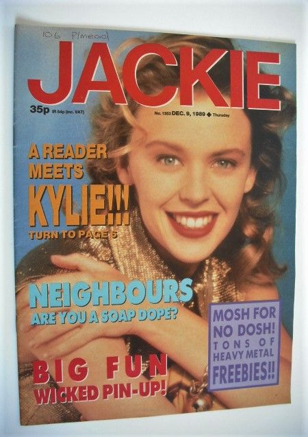 Jackie magazine - 9 December 1989 (Issue 1353 - Kylie Minogue cover)