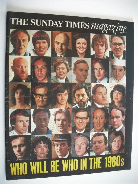 The Sunday Times magazine - Who Will Be Who In The 1980s cover (2 April 1978)